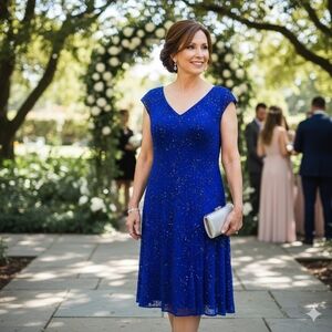 JOANNA HOPE Womens Elegant Blue Sequin‎ Dress Size 24 Embellished Glam